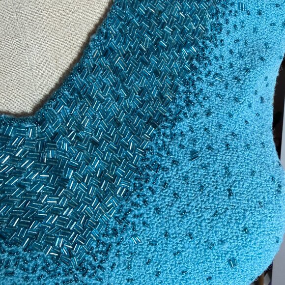 1960s GENE SHELLY beaded knit dress Size M - Picture 6 of 10